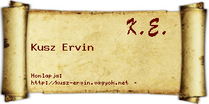 Kusz Ervin névjegykártya